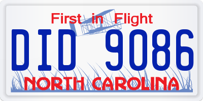NC license plate DID9086