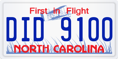 NC license plate DID9100