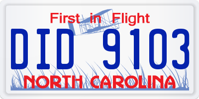 NC license plate DID9103