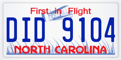 NC license plate DID9104
