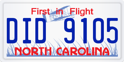 NC license plate DID9105