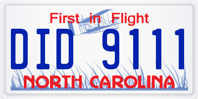 NC license plate DID9111