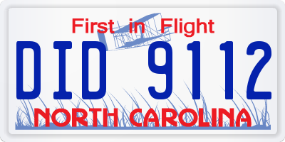 NC license plate DID9112