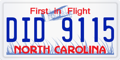 NC license plate DID9115