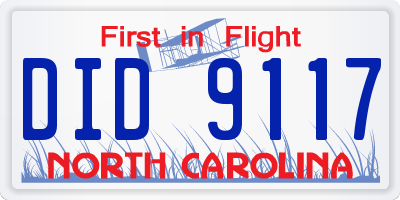 NC license plate DID9117