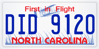 NC license plate DID9120