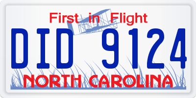 NC license plate DID9124