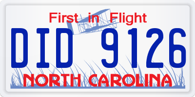 NC license plate DID9126