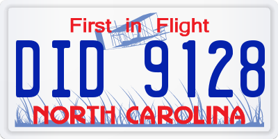 NC license plate DID9128