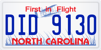NC license plate DID9130