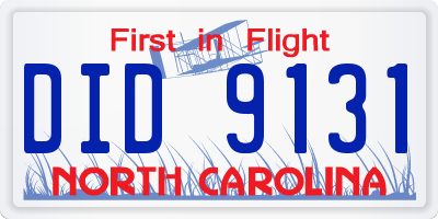 NC license plate DID9131