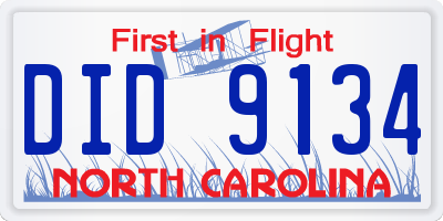 NC license plate DID9134