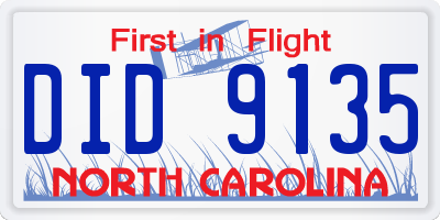 NC license plate DID9135