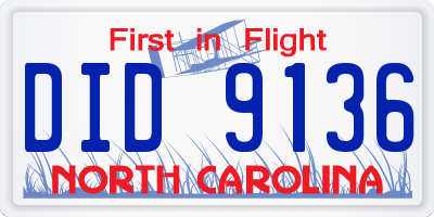 NC license plate DID9136