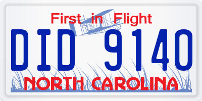 NC license plate DID9140