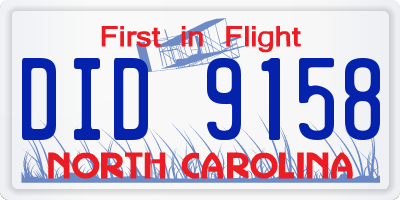 NC license plate DID9158