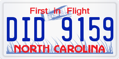 NC license plate DID9159