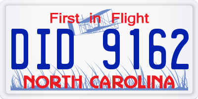 NC license plate DID9162