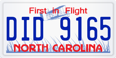 NC license plate DID9165