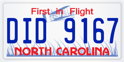 NC license plate DID9167