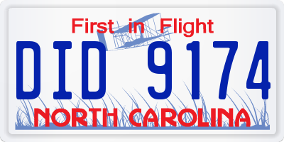 NC license plate DID9174