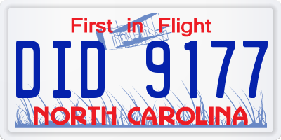 NC license plate DID9177
