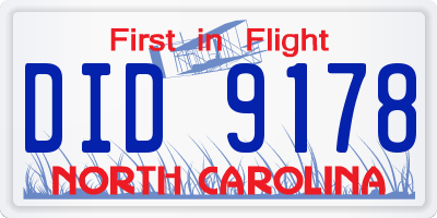 NC license plate DID9178