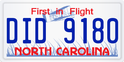 NC license plate DID9180