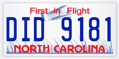 NC license plate DID9181