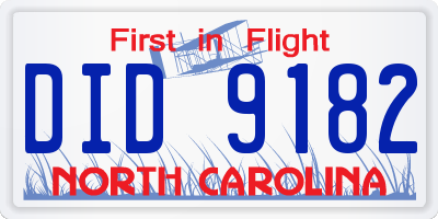 NC license plate DID9182