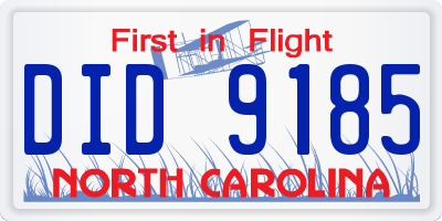 NC license plate DID9185