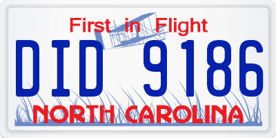 NC license plate DID9186