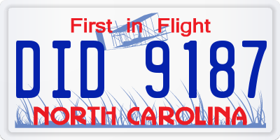 NC license plate DID9187