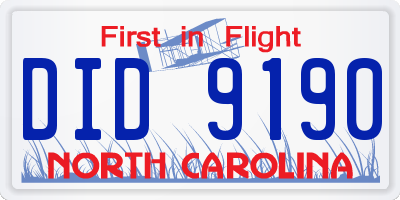 NC license plate DID9190