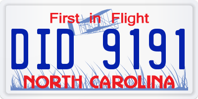 NC license plate DID9191