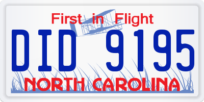 NC license plate DID9195