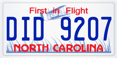 NC license plate DID9207