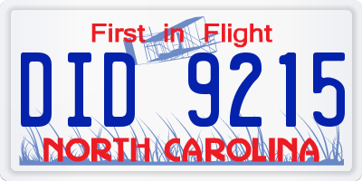 NC license plate DID9215