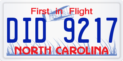 NC license plate DID9217