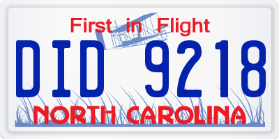 NC license plate DID9218