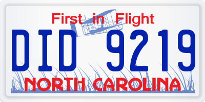 NC license plate DID9219
