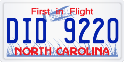 NC license plate DID9220