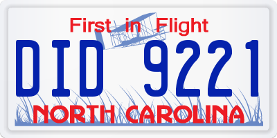 NC license plate DID9221