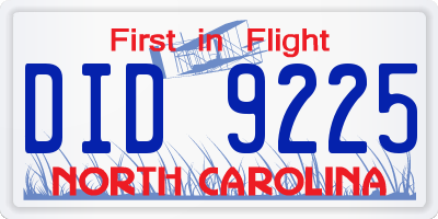 NC license plate DID9225