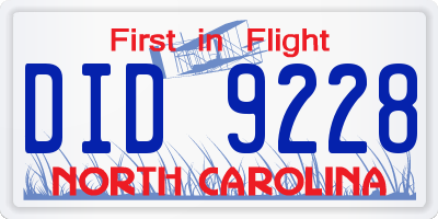 NC license plate DID9228
