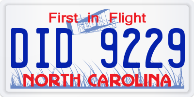 NC license plate DID9229