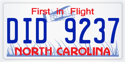 NC license plate DID9237