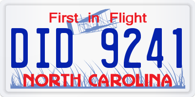 NC license plate DID9241