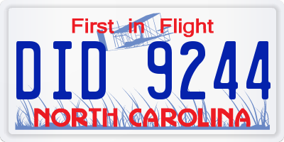 NC license plate DID9244
