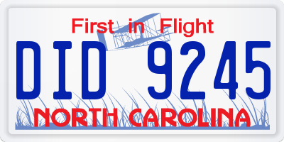 NC license plate DID9245